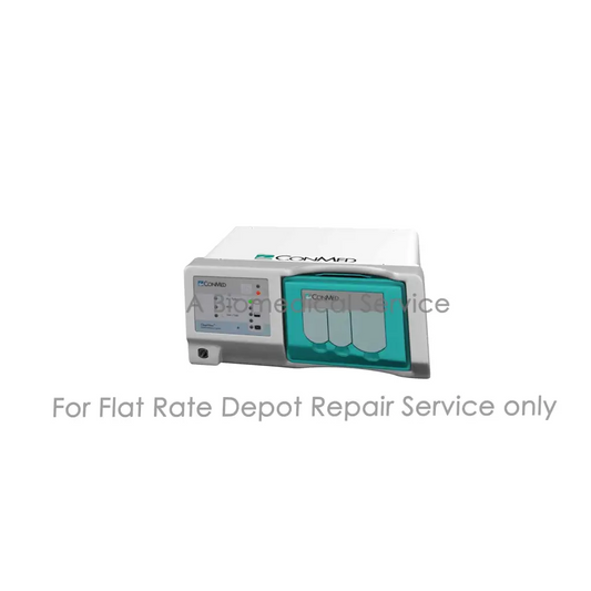 White and teal conmed clearview medical equipment with digital control panel and three transparent compartments for repair service