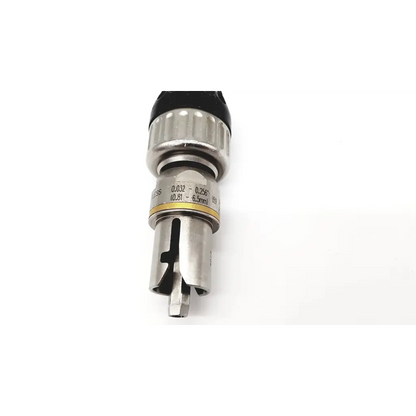 Silver metallic precision drill bit with black handle and engraved markings for conmed hall pro2250 keyless chuck