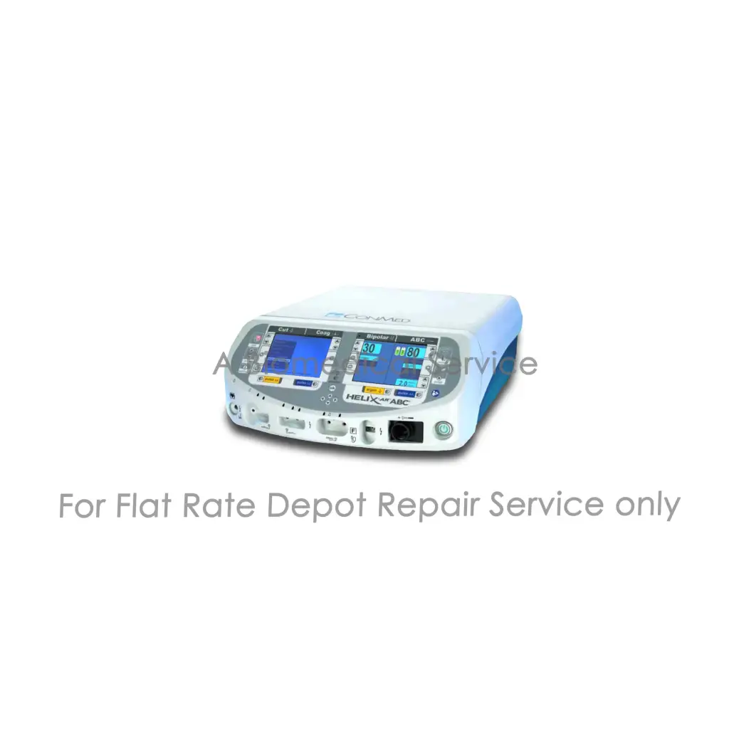 White and blue conmed helixar abc surgical electrosurgical unit with dual digital displays for medical equipment repair service