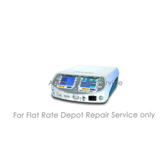 White and blue conmed helixar abc surgical electrosurgical unit with dual digital displays for medical equipment repair service