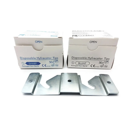 Silver metallic sharp and blunt disposable hyfrecator tips for conmed hyfrecator desiccator unit with push pencil handpiece