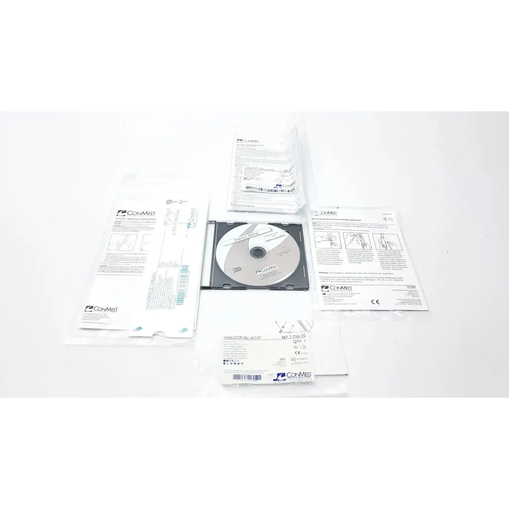 Conmed hyfrecator 2000 desiccator unit packaging with push pencil handpiece cd and instruction manuals visible