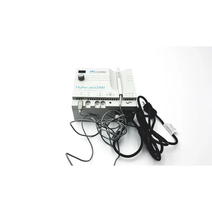 Gray conmed hyfrecator 2000 desiccator unit with push pencil handpiece and black power cord with multiple cables