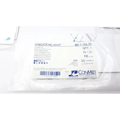 White plastic package containing conmed hyfrecator 2000 desiccator unit wall mount kit with push pencil handpiece