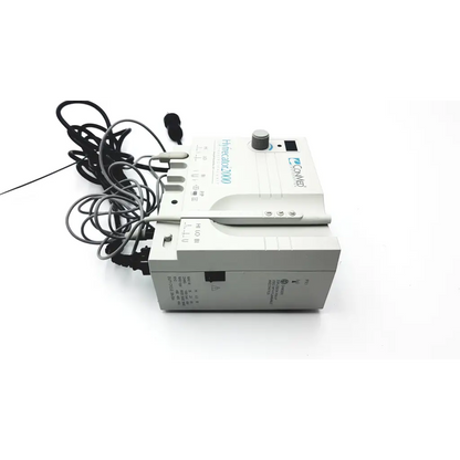 White conmed hyfrecator 2000 desiccator unit with gray knobs push pencil handpiece and disposable hyfrecator tips