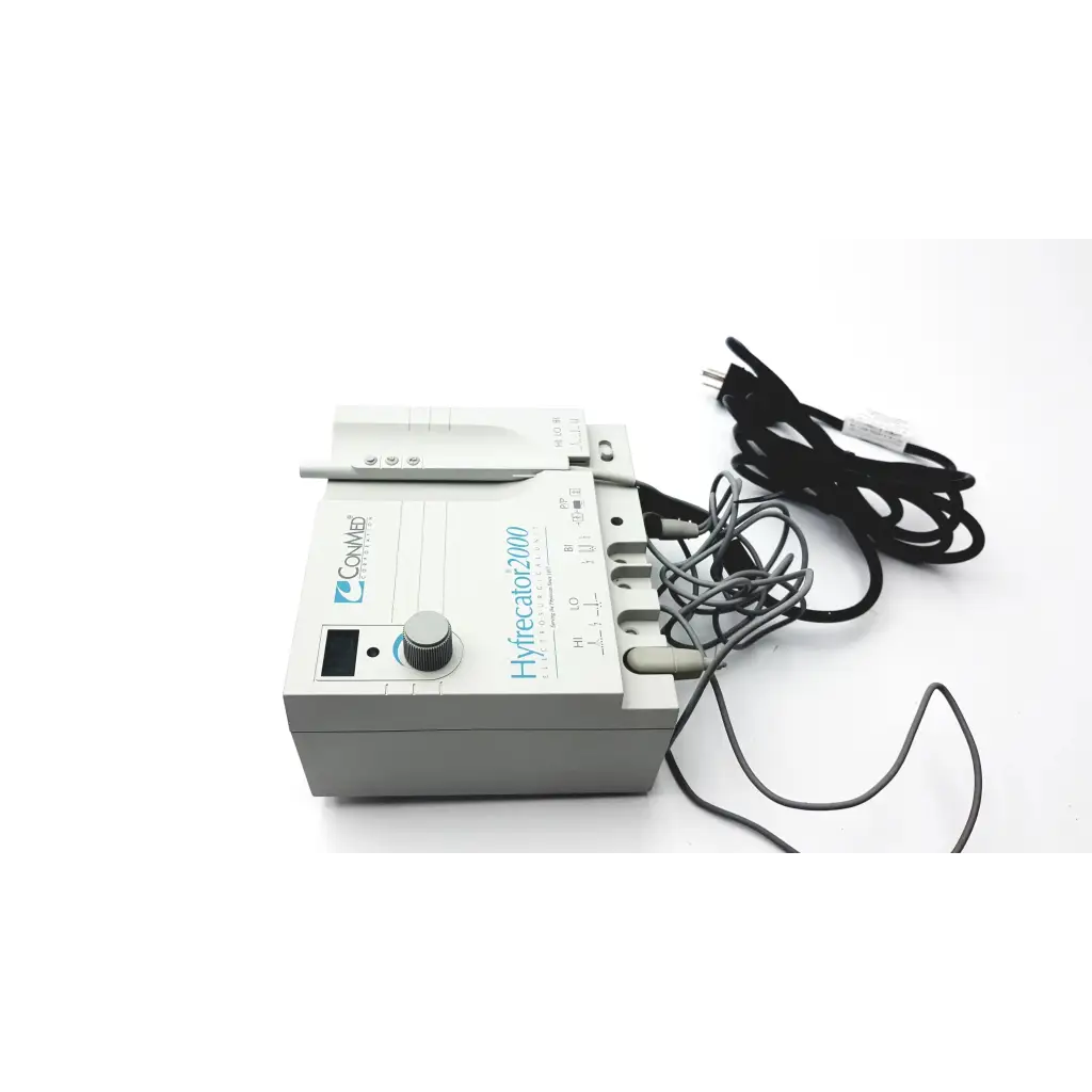 Gray conmed hyfrecator 2000 desiccator unit with digital display and push pencil handpiece for precise treatment