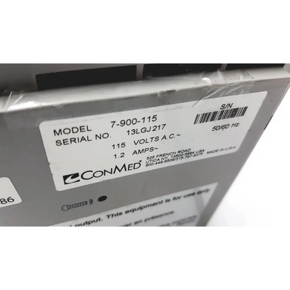 Gray conmed hyfrecator 2000 esu high-frequency desiccator with white label and power cord showing model details