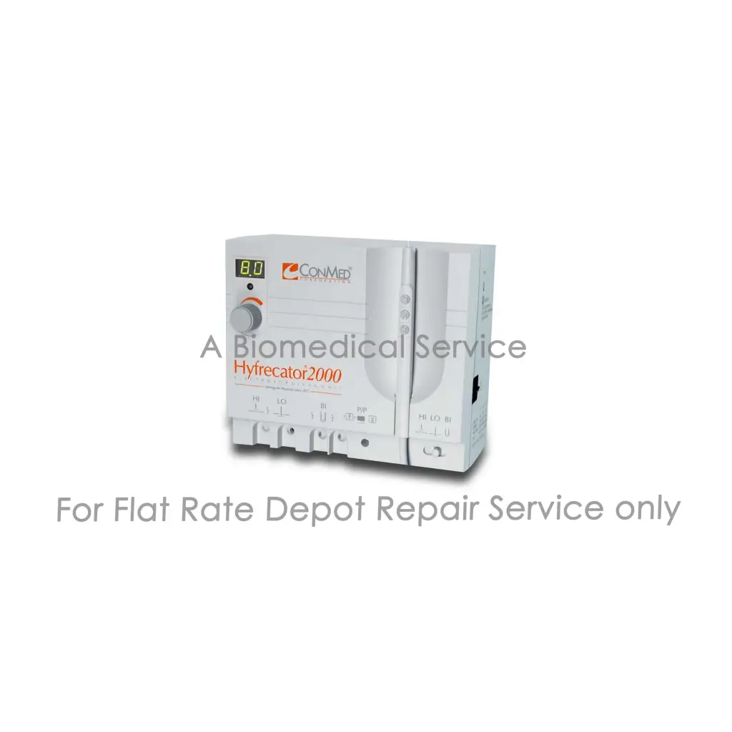 White plastic conmed hyfrecator 2000 medical equipment with digital display and knob for repair service use