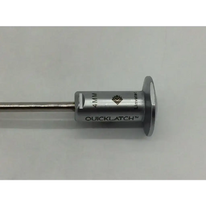 Silver metallic conmed linvatec ql6102 quicklatch conical obturator with engraved branding and circular head 4mm