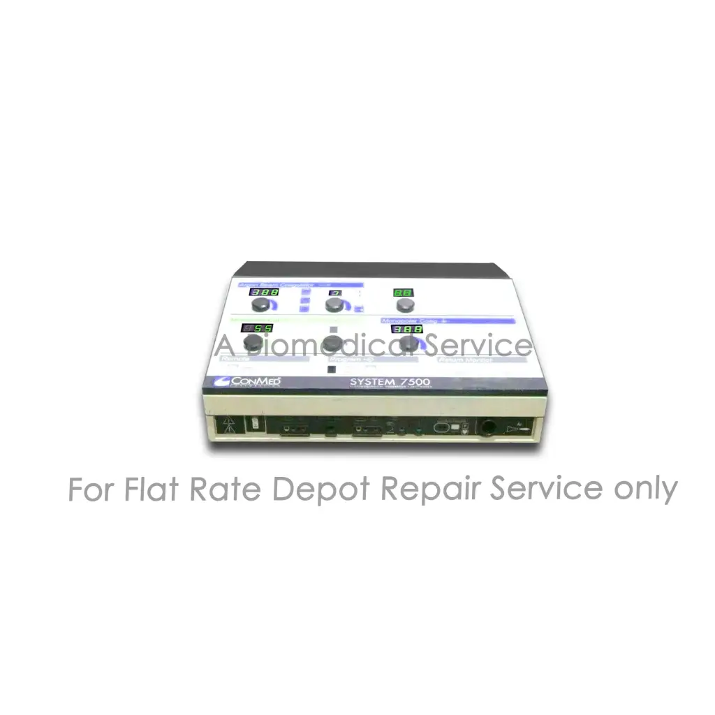 White and gray conmed system z500 medical equipment with digital displays and knobs for flat rate repair service