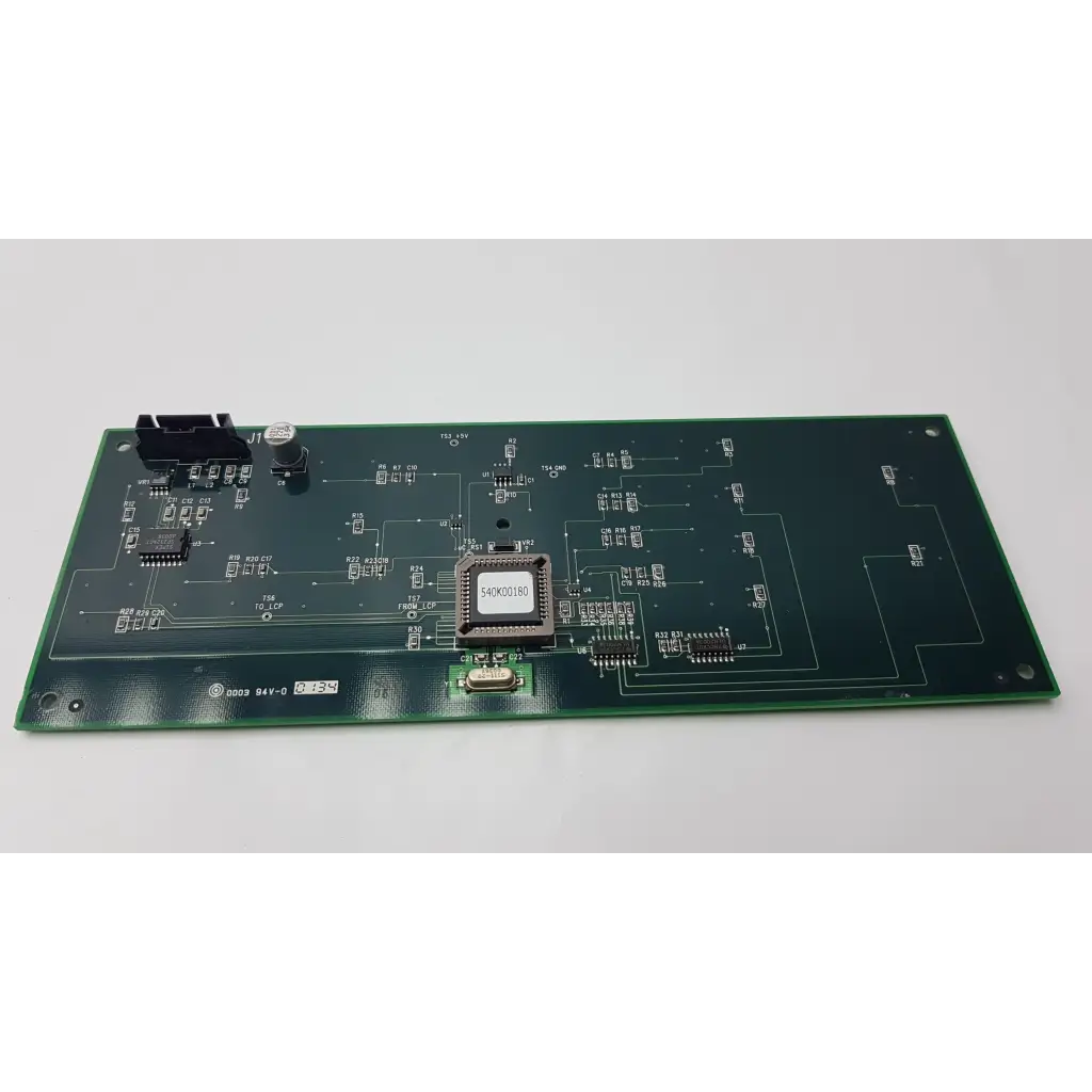 Green rectangular control interface circuit board pcb 140e51030 rev a with 540k00180 chip and electronic components
