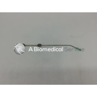 Silver-colored metal cook urological gyn surgical tool with a spherical head and curved shaft for obgyn use