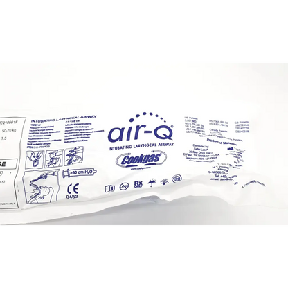 White plastic package containing cookgas air-q 3.5 intubating laryngeal airway for advanced airway management