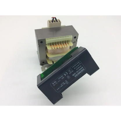 Black siemens 4av4110-2ab power supply unit with green label and metallic terminals for industrial use