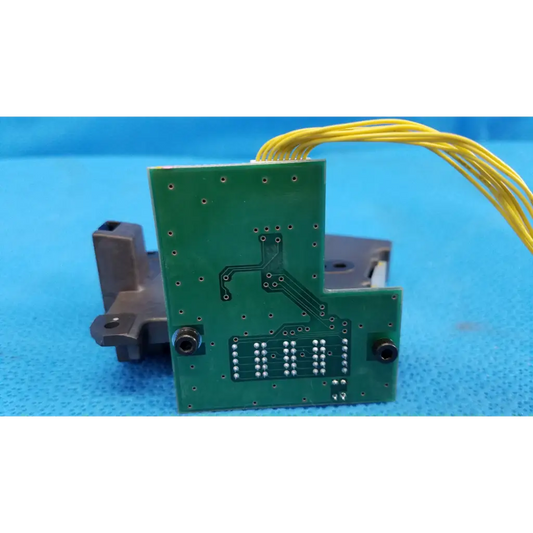 Green printed circuit board with yellow wiring for counter-pcb optical sensor housing of topcon trc-nw6s retinal camera