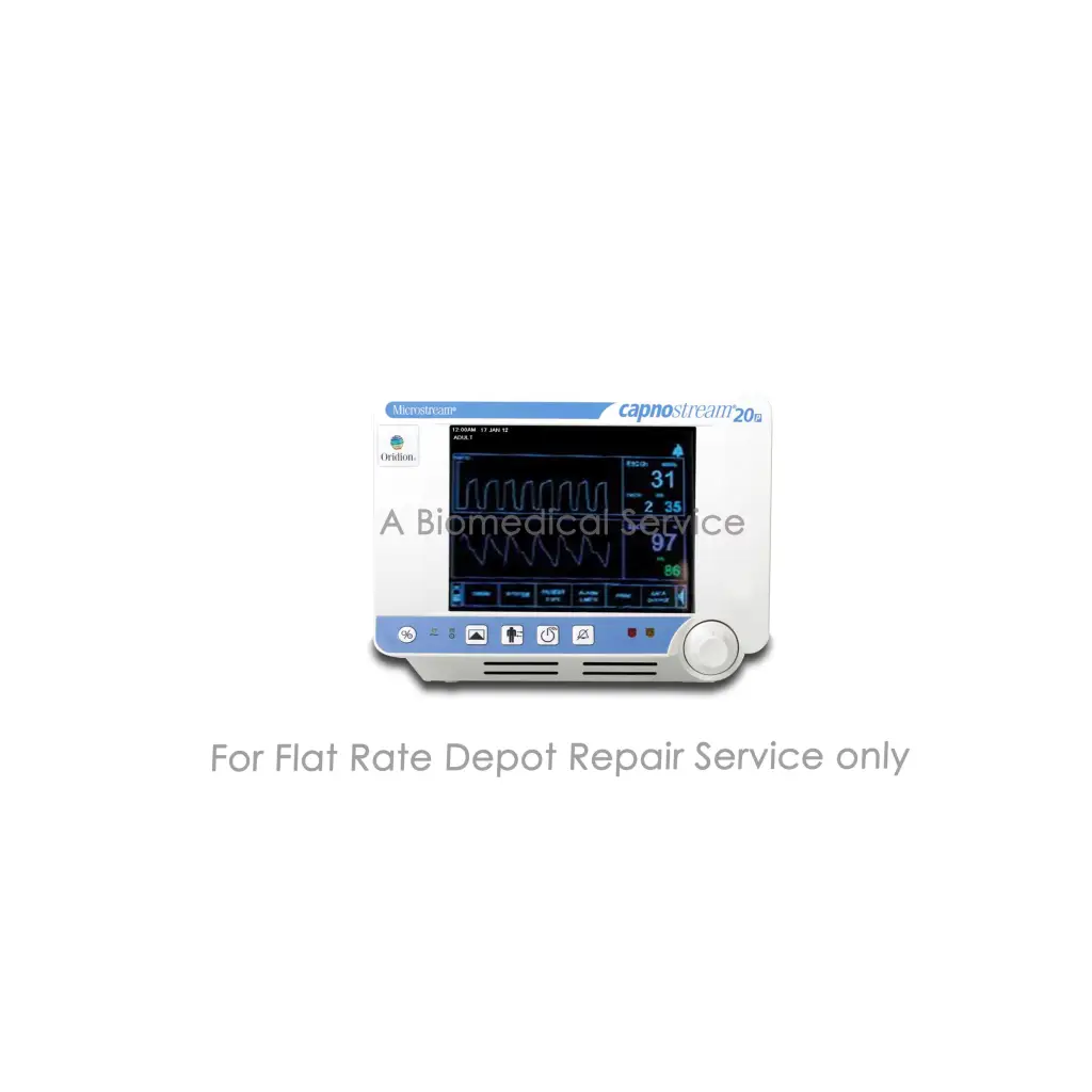 White and blue capnostream 20i medical equipment monitor with digital waveform display for covidien capnostream 20p repair service flat-rate repair