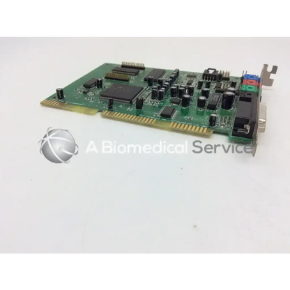 Green circuit board with black integrated circuits and gold edge connector of creative labs sound blaster awe64 ct4520 isa sound card