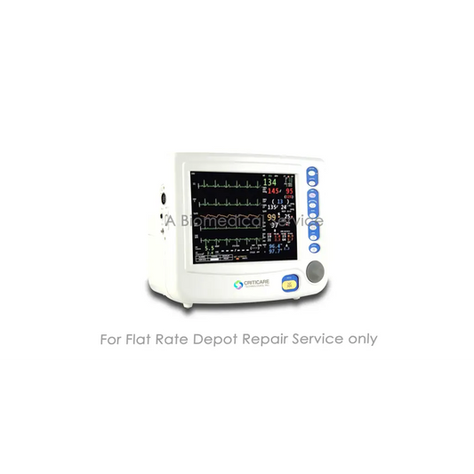 White Criticare Poet IQ 8500H medical equipment monitor with digital ECG waveforms for flat-rate repair service