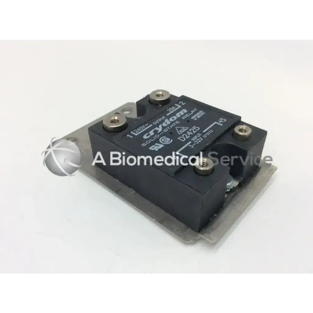 Crydom d2425 solid-state relay 25a 240vac black with silver screws and metallic base plate for electrical control