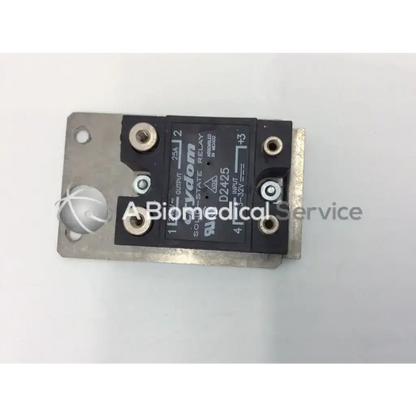 Black and silver crydom d2425 relay 25a 240vac with metallic mounting plate for solid-state electrical control