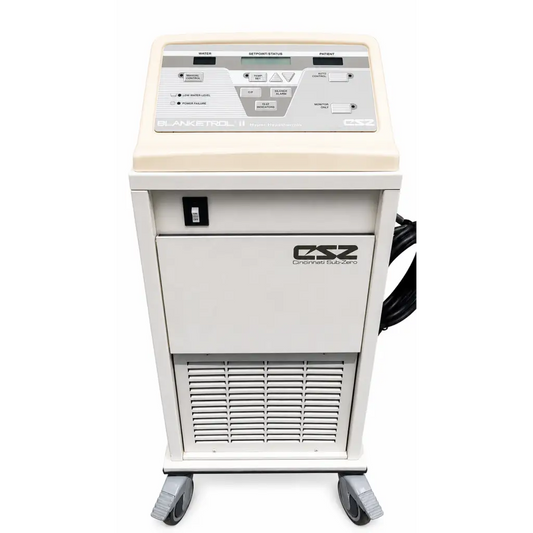 Beige blanketrol ii 222s patient temperature management system with control panel and wheels