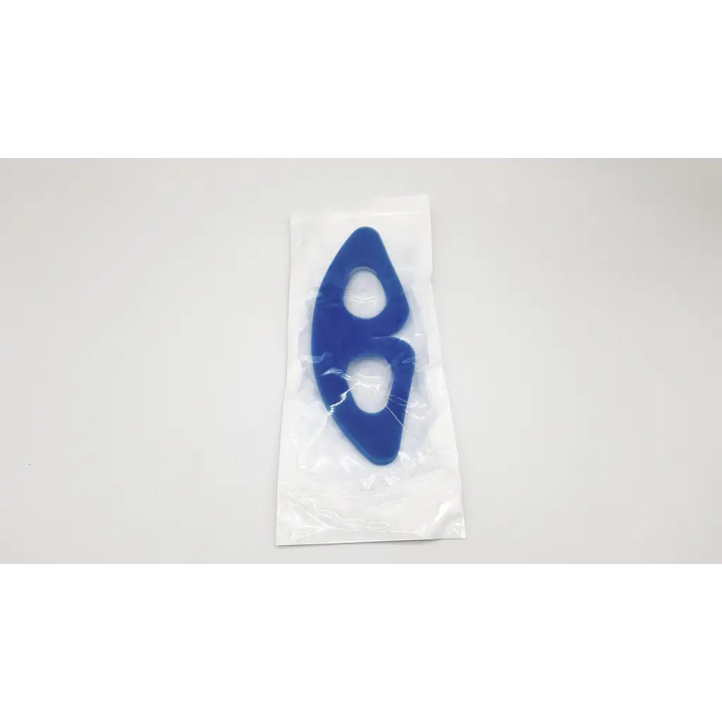 Blue silicone curaplex eye guard adult adhesive with two oval cutouts for eye protection and support