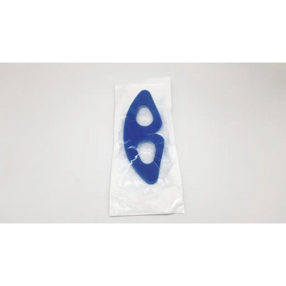 Blue silicone curaplex eye guard adult adhesive with two oval cutouts for eye protection and support