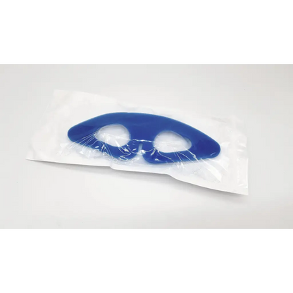 Curaplex eye guard adult adhesive blue silicone eye guard in clear plastic packaging for eye protection