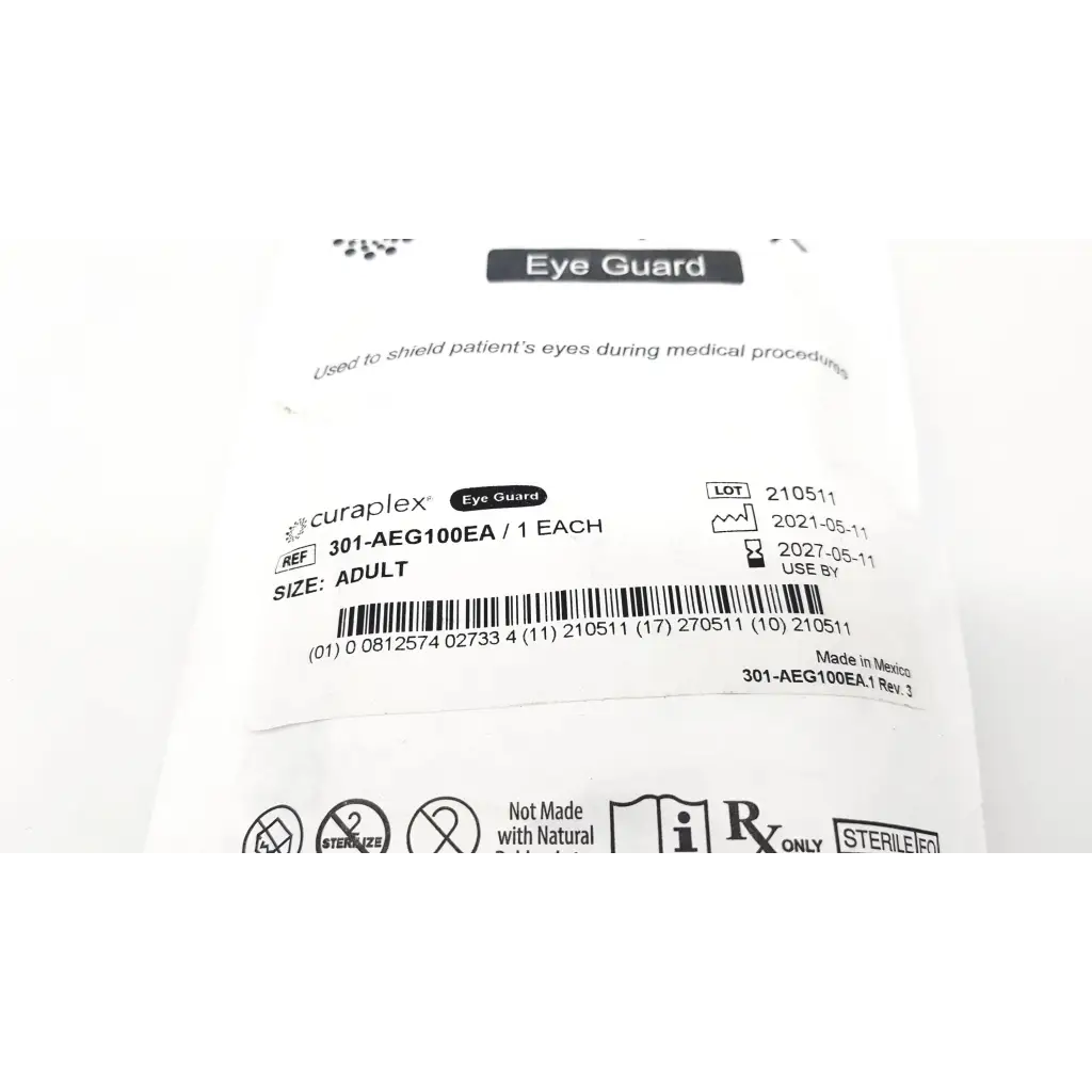White packaged curaplex eye guard adult adhesive for eye protection with soft material and single use design