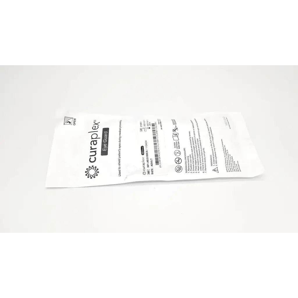 White paper package of curaplex eye guard adult adhesive medical device for eye protection 1 ea 159-22