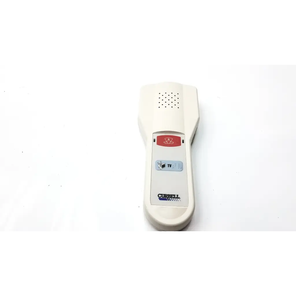 Cream-colored plastic curbell 31802-002 hospital pillow speaker with red and blue tv and radiation buttons