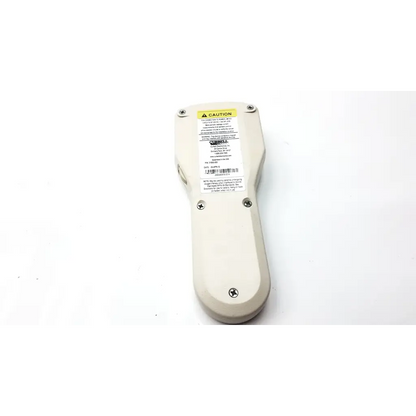 Off-white plastic handheld laser distance meter with yellow caution label for curbell 31802-002 hospital pillow speaker