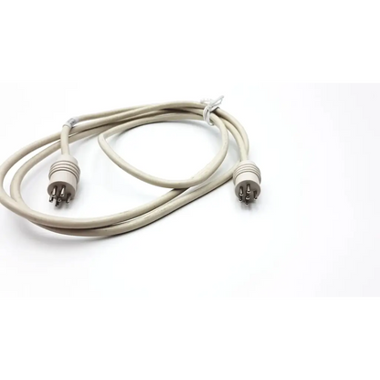 Beige curbell ju72-060 communication jumper with two three-pronged plugs and white tie securing coiled cable
