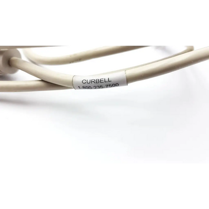 Beige curbell ju72-060 communication jumper cable with white label showing brand name and 1-800-235-7500 phone number