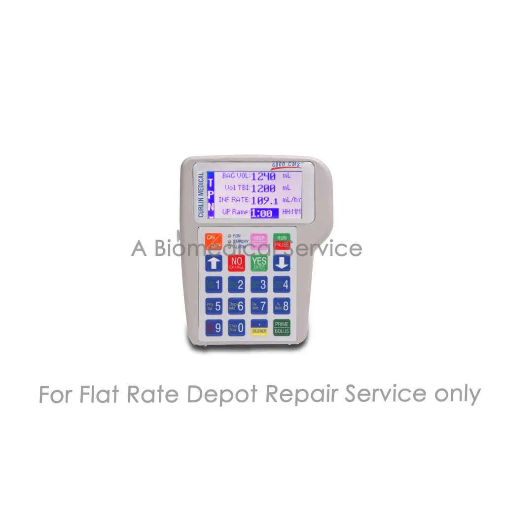 Gray curwin medical iv pump with digital display and multicolor keypad for curlin 6000 cms repair service flat-rate repair medical equipment