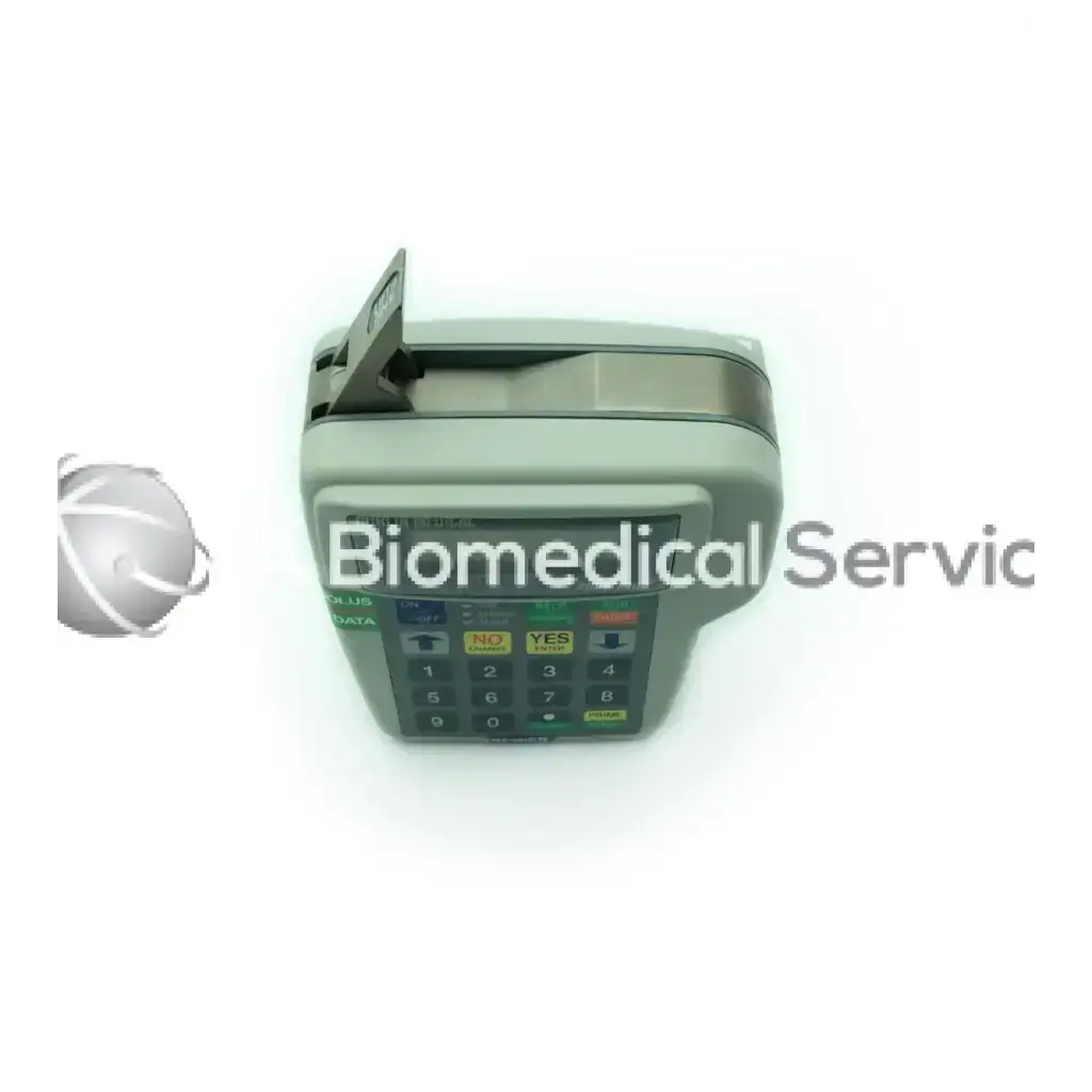 Gray plastic curlin medical 2000 plus infusion pump with keypad and card slot for medical fluid delivery