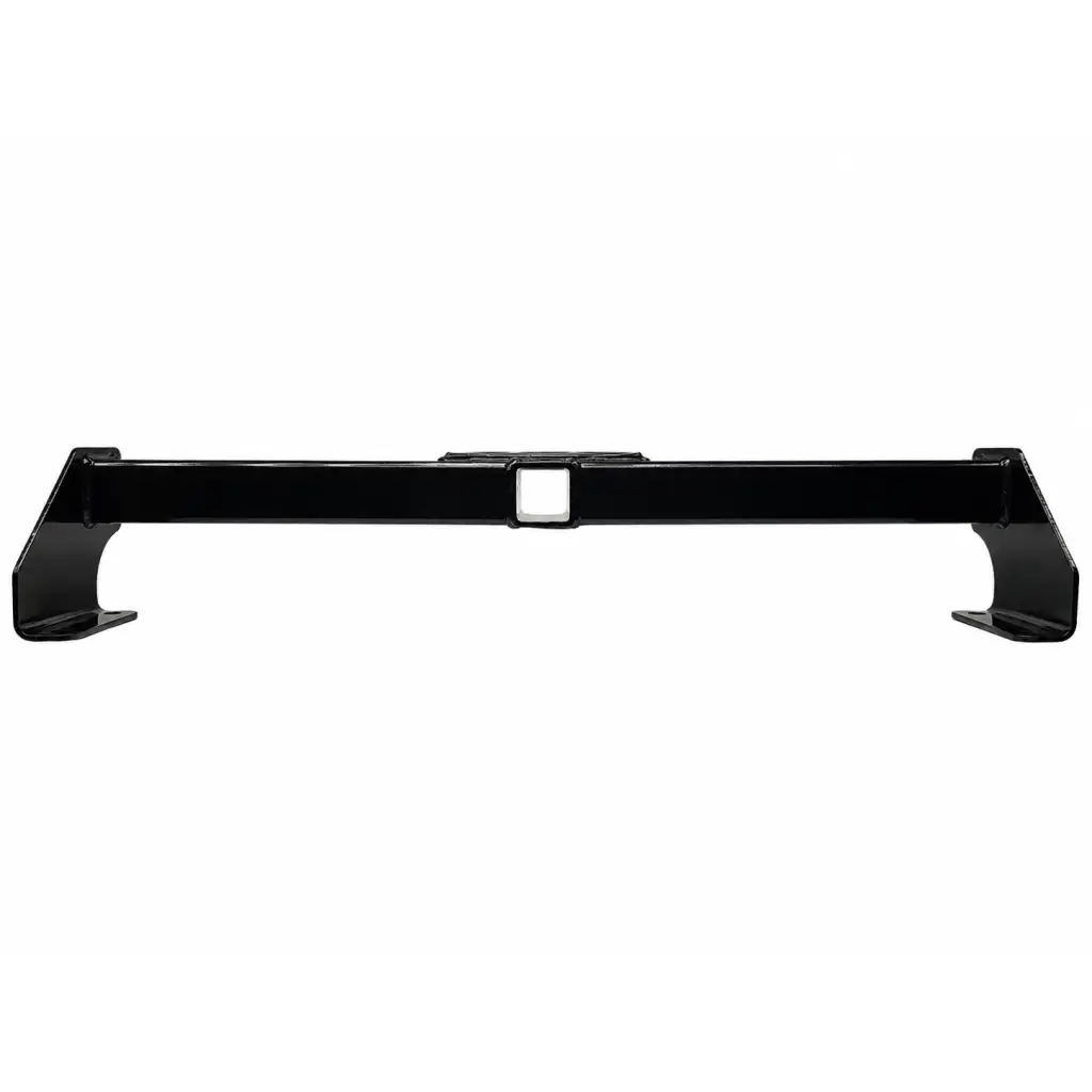 Black metal curt trailer hitch receiver with square mounting hole and curved side brackets 3500 lb capacity