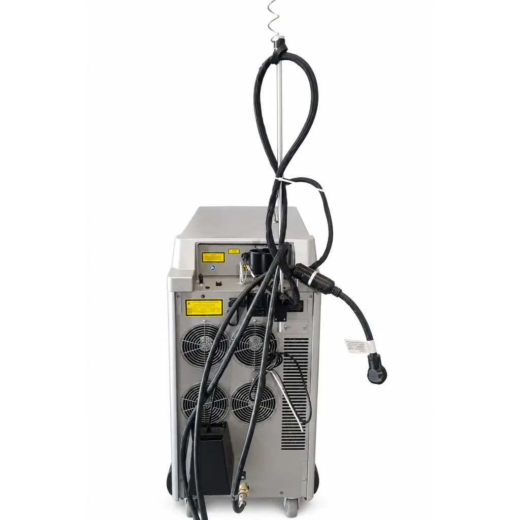 Silver cynosure cynergy dual-wavelength laser system with black cables and cooling fans biomed certified industrial machine