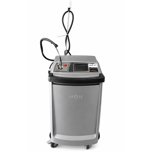 Gray and black biomed certified cynosure cynergy dual-wavelength laser system with sleek medical-grade design
