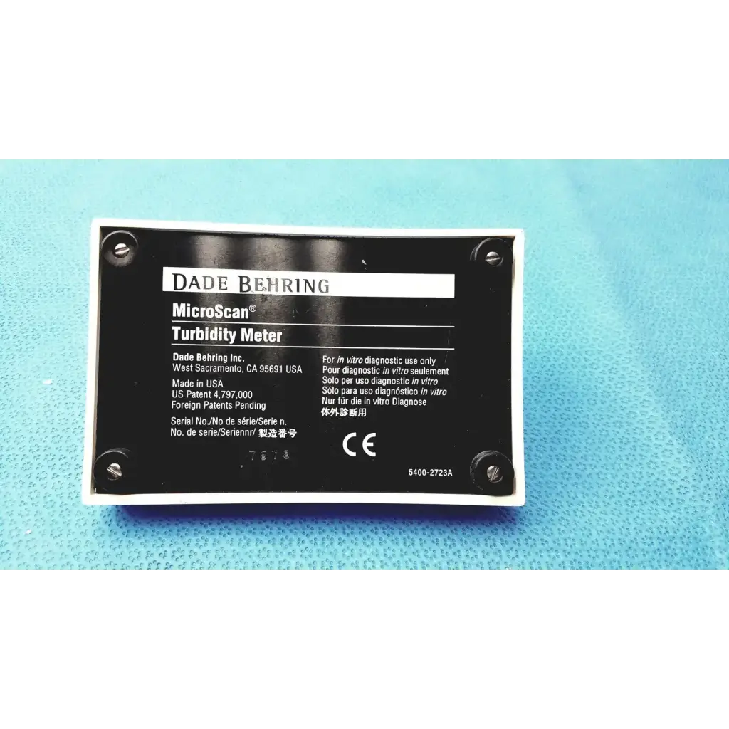 Dade Behring Microscan Turbidity Meter – Working Unit, No Power Supply Included Turbidity Meter, second-hand product photo 2