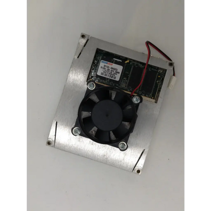 Silver aluminum cooling module with black fan and circuit board for dane elec sp133-064323jg pc133u-333-5412 board