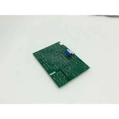 Green rectangular printed circuit board with blue and white cylindrical component for passport xg patient monitor control circuit