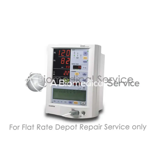 White rectangular datascope accutorr plus patient monitor with digital vital signs display for medical equipment repair service