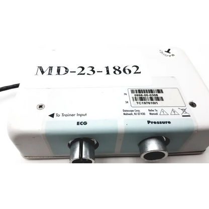 White rectangular datascope iabp trainer with light blue accents and metallic ecg and pressure knobs model md-23-1862