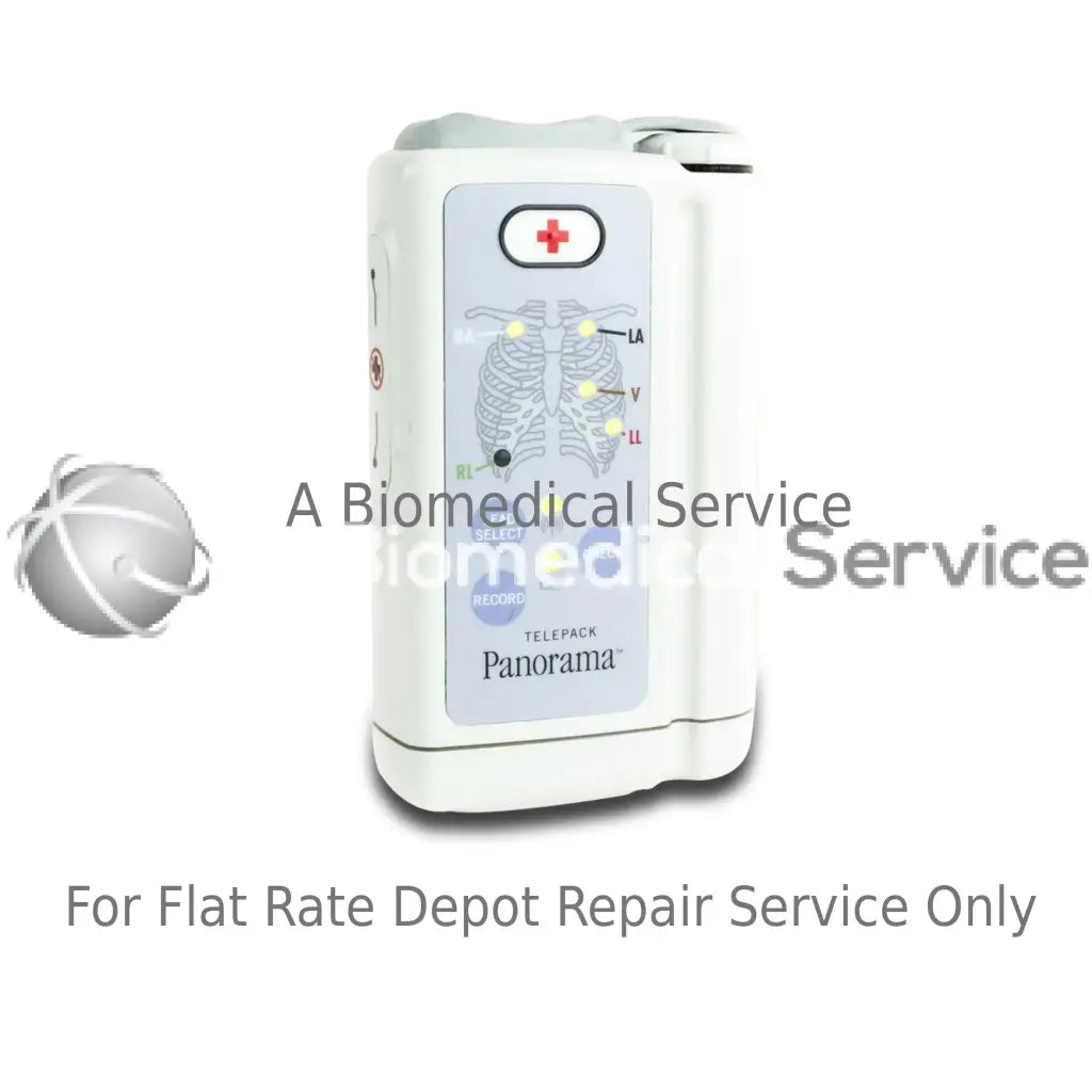 White plastic datascope panorama 608 telemetry transmitter with red cross button and chest diagram for repair service