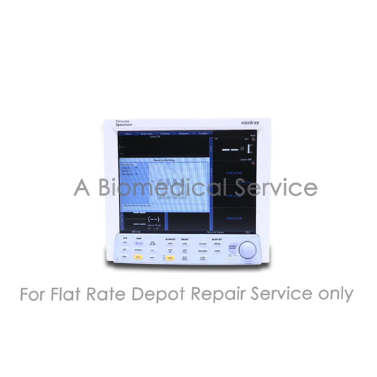 White mindray datascope spectrum patient monitor with touchscreen and buttons for medical equipment repair service