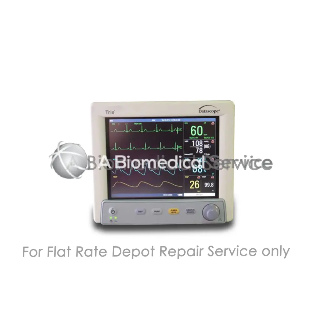 Beige datascope trio patient monitor with digital vital signs display for medical equipment repair service