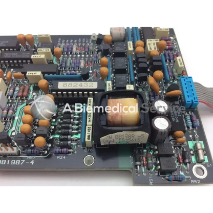 Datex ch 4f 881987-4 board bbce5-3 with black pcb orange capacitors blue connectors and mm74hc04n bbce5-3 components