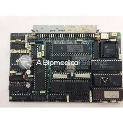 Black printed circuit board with integrated circuits capacitors and connectors for datex ctrl 1543397 board mc74ac14n bbce5-3