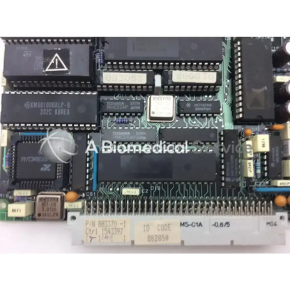 Green circuit board with black integrated circuits and electronic components for datex mc74ac14n bbce5-3 control use